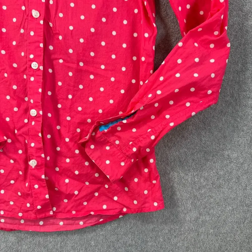 Johnnie B Quality Goods Pink Polka Dot Button Down Blouse Girls 11/12 Long Sleev